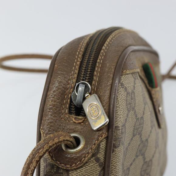 GUCCI GG Supreme Web Sherry Line Bag PVC Beige Gold 89 02 066 Auth 156823 - Picture 10 of 16